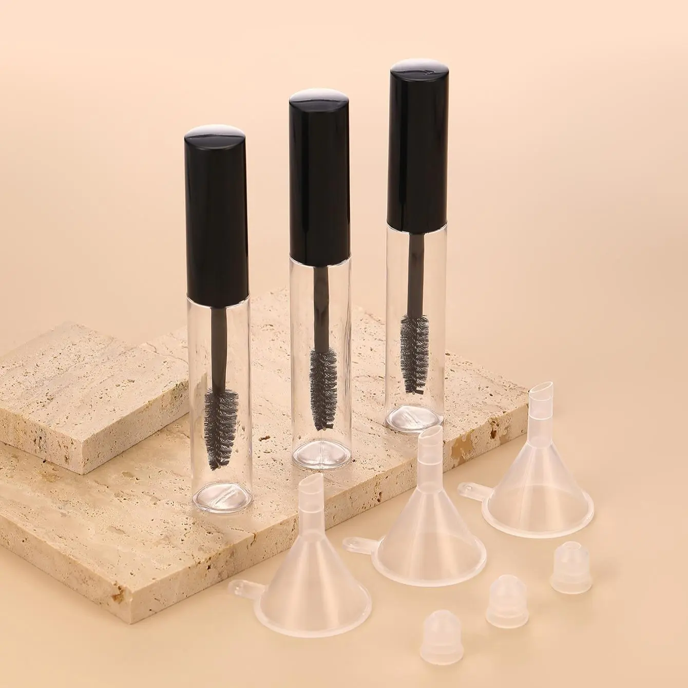 10ml Empty Eyelash Brush Tubes, 3 Counts/set Lash Serum Bottles, Empty Refill Clear Eyelash Mascara Tubes, Cosmetic Makeup Vial Storage Bottle Tools, Glass Containers, Convenient Set