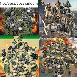 TOOUEE 1 PC/3PCS/5PCS Random Wild Wolf Marine Corps/Air Force Paratroopers/Armed Police Force Action Mini-Figures with Multiple Military Weapons Accessories,Party Favors Set, Collectible Figurine