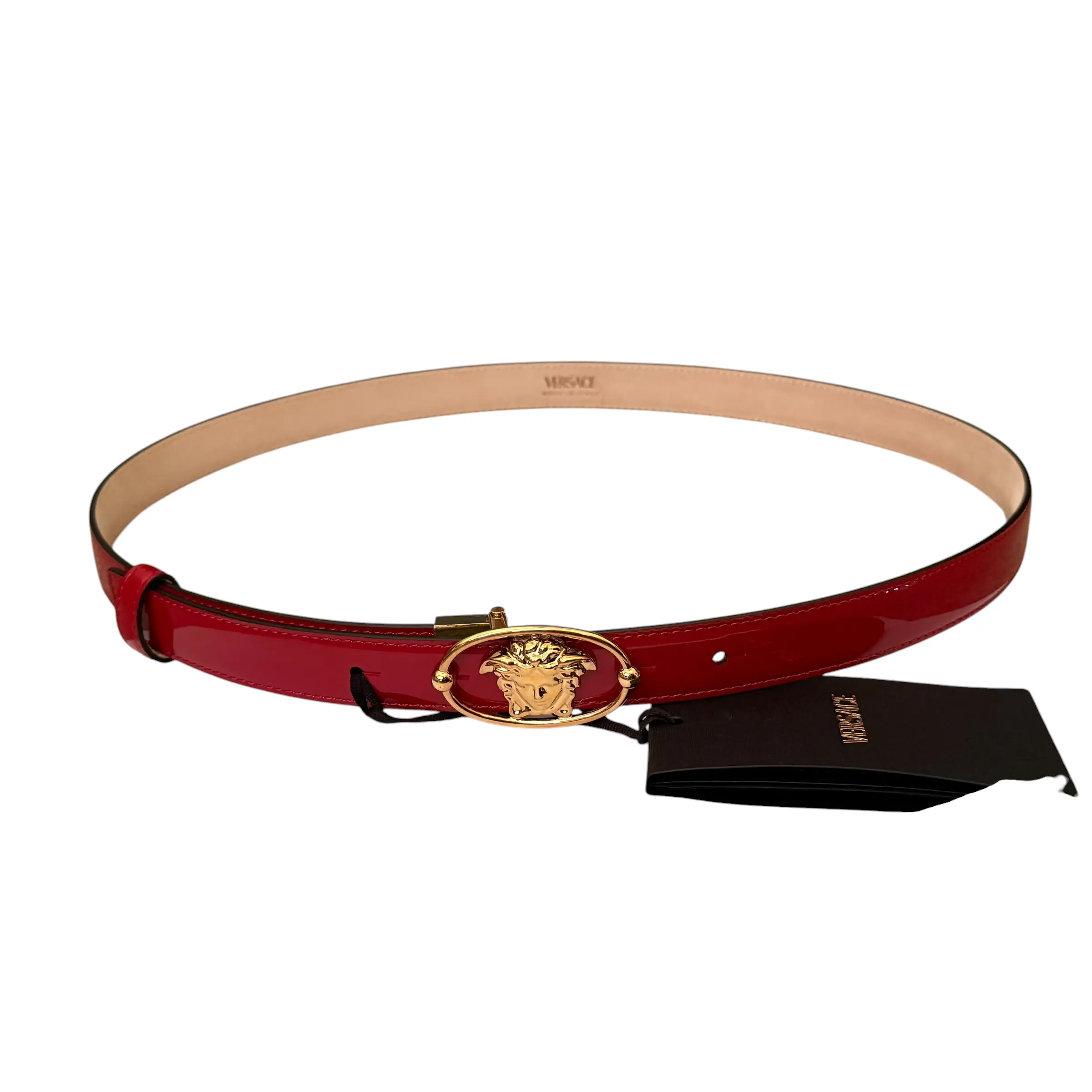 Pre-owned Versace NWT red patent leather belt authentic with COA 95 cm 38 in