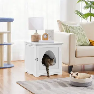 Yaheetech 20.5″ Height Enclosed Litter Box Decorative Cat House Cat Washroom Pet Side Table Indoor Pet Crate Cat Litter Box Enclosures