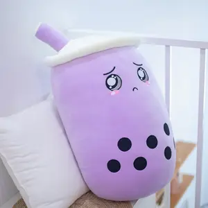 Squishmallow Texture Cute Fruit Drink Plush Stuffed Soft Strawberry Milk Tea Plush Boba Tea Cup Toy Bubble Tea Pillow Cushion Kids Gift