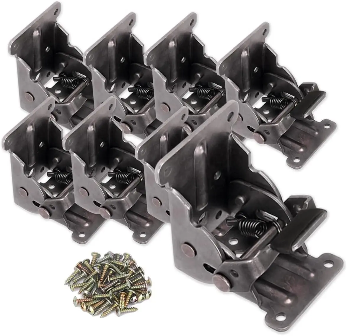 8 Pack Folding Brackets, Lock Extension Support Bracket Foldable Self Lock Hinges with Screws for Table Bed Leg Feet Folding Table Legs