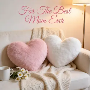 Mother's Day Heart Pillow Soft Plush Heart Shaped Cushion for Mom Grandma Heart-Melting Gift Idea Lovely Home Decor Birthday Valentine Anniversary Present Pink Red Essential Sofa Bed Decorative Pillow Christmas Easter Holiday Surprise Gift Photo Prop Seat