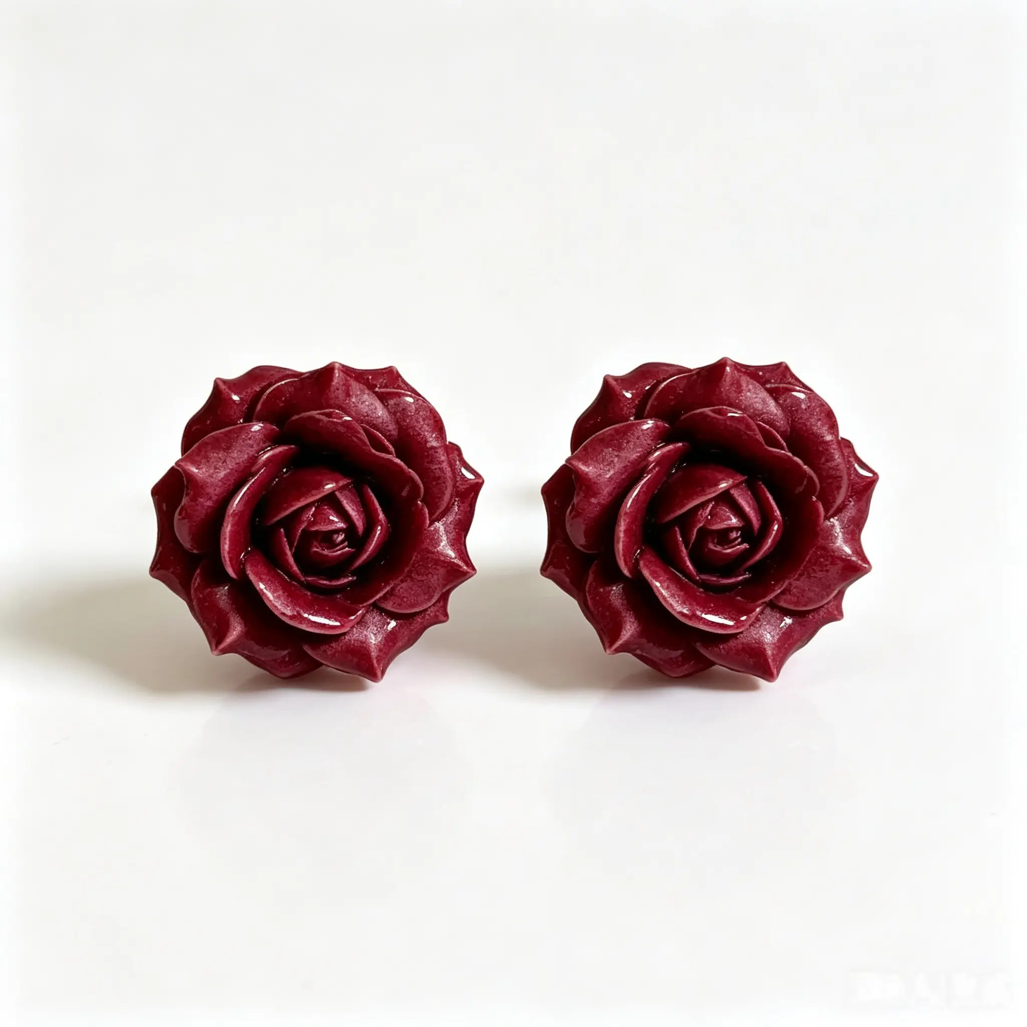 Burgundy Red Rose Stud Earrings Vintage Gothic Floral Jewelry for Women