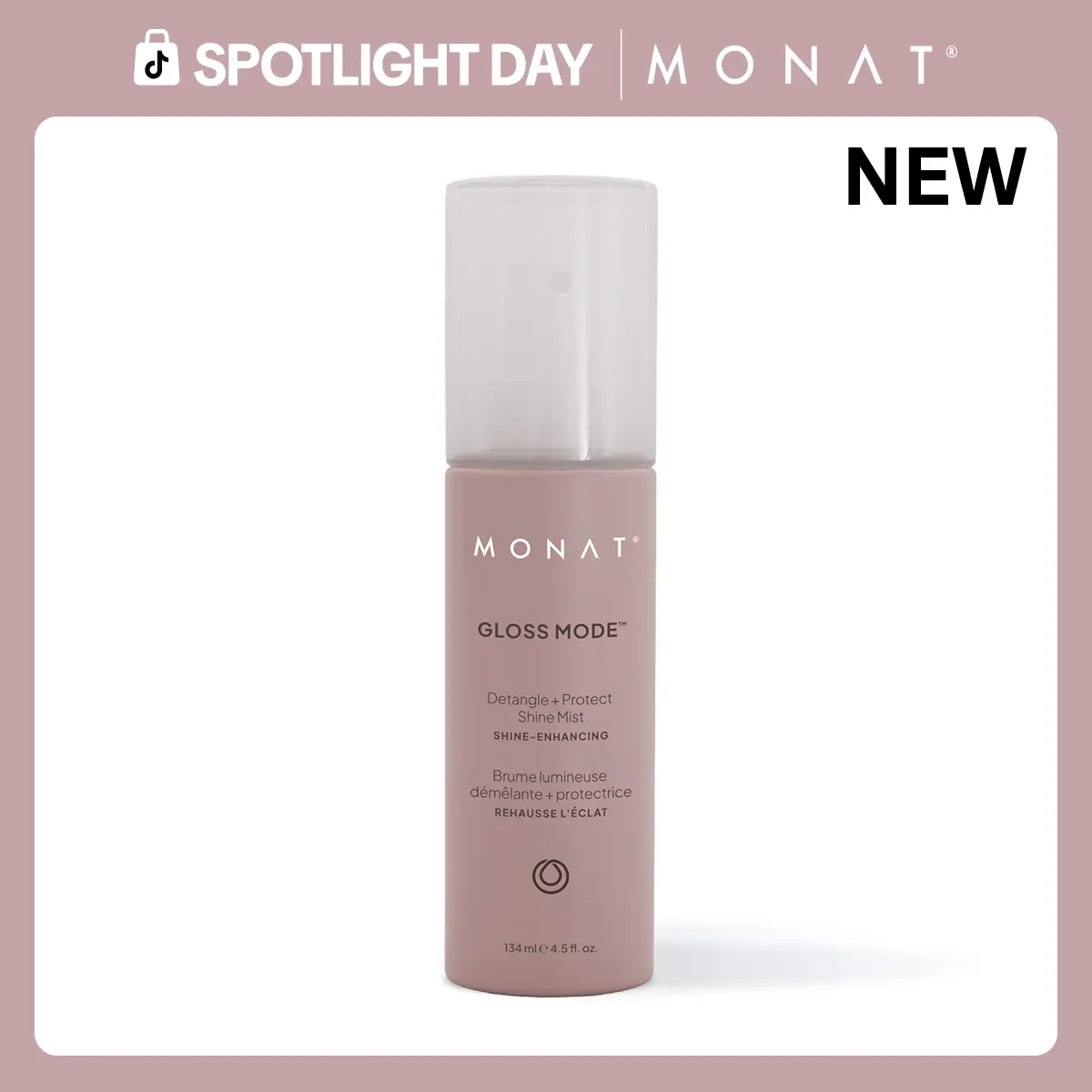 MONAT GLOSS MODE Detangle + Protect Shine Mist - detangles, enhances softness, and helps protect from heat styling.