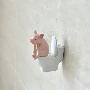 Cute Pig Toilet Decor, Fun Bathroom Pig Figurine, Adorable Animal Decoration, Unique Home Accessory, Perfect Gift Idea