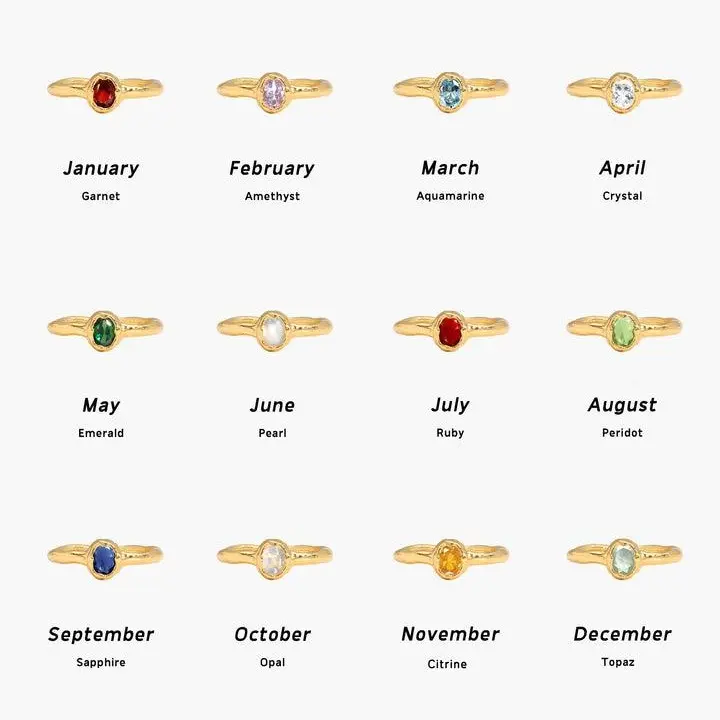 en route Birthstone Ring, Meaningful Month Gemstone Band for Birthday Gifts, Dainty Personalized Jewelry for Stacking & Daily Styling