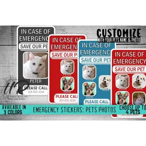 Customized Pet Emergency Sticker with Pictures & Names