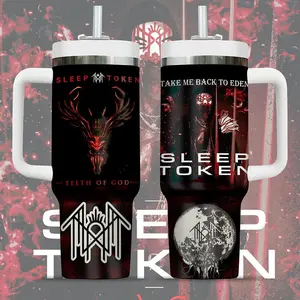 Sleep Token 40 Oz Tumbler With Handle Take Me Back To Eden 40 Oz Printed Tumbler Gift For Fan Travel Insulated Double Wall Insulation Stainless Steel Mug With Straw