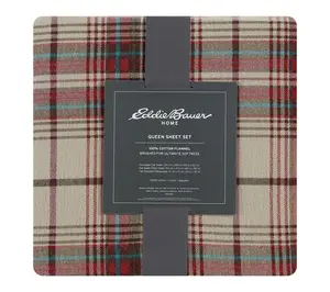 Eddie Bauer Montlake Plaid Red Cotton Twin Sheet Set