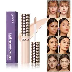 Qibest Waterproof Sweatproof Complexion Perfecting Concealer Liquid, Blurring Flawless Coverage, Long-Lasting Non-Fading Formula, Covers Spots Acne Scars Dark Circles, Makeup Foundation