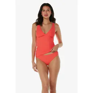 Classic Hipster Coral Swimsuit - Ultra-Flattering Style with Clean Lines & Beautiful Fit for Summer