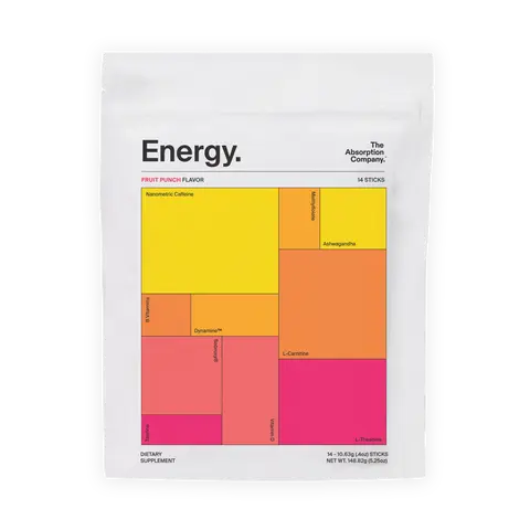 The Absorption Company Energy Drink Powder Packets with 150mg Natural Caffeine, Ashwagandha & Vitamin C for Enhanced Focus & Immunity – Fruit Punch Flavor