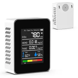 1 Unit Air Quality Monitor 5-in-1 Carbon Dioxide Meter with CO2 ,HCHO, TVOC, Temperature & Humidity Tester for Home,Travel,Grow Room,Office,Car