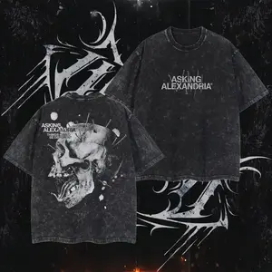 Retro Limited Asking Alexandria Skull Tee – Washed Heavyweight Cotton, Unisex Oversized Fit, Bold Rock Band Graphic | Perfect for Gothic Punk, Emo, Grunge & Y2K Music Fans