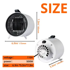 Compact Size Gigantic Warmth Space Heater PTC Ceramic 600W Portable Electric Desktop Heater Quiet 45dB Safety Features for Home Bedroom Office