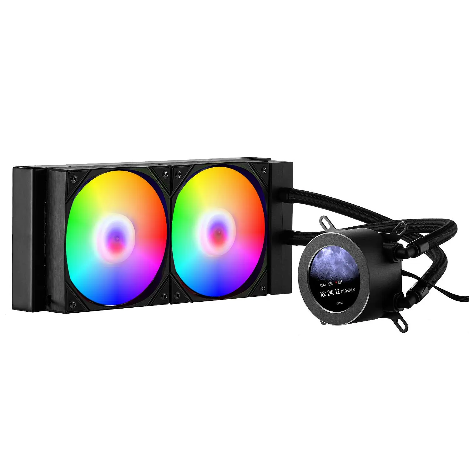 【toolupgrade】VEVOR AIO CPU Liquid Cooler with Adjustable Cooling System, 120mm PWM Fans (PWM Speeds), Copper Sheet, 2200 RPM, 4850 RPM Pump, 2.1'' LCD Screen, ARGB Lights, Compatible with Intel 115X/1366/2011/1700/1200 & AMD AM4/AM5, Windows 11 Supported
