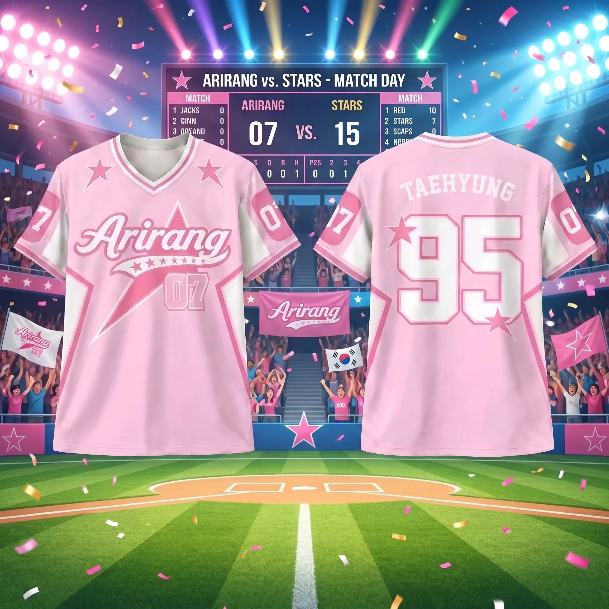 Light Pink Mesh Football Jersey Korean Arirang Concert Fan Unisex Shirt