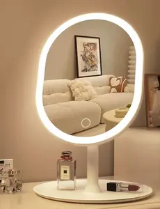 Oval Small Mirror: Tabletop Vanity Mirror for Bedroom & Dormitory with Fill Light, Portable, Detachable & High-Definition Surface