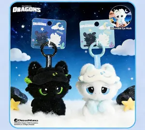 Miniso “Dragon Master” cute sleepy plush series charm — toothless plush toy keychain/bag charm; birthday gift for friends