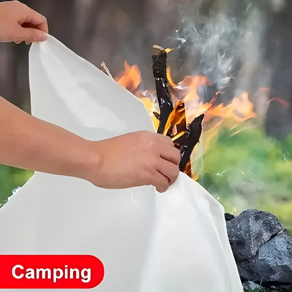 Emergency Fire Blanket, 40x40 Inch Safety Fireproof Cover, Flame Retardant, Durable, Compact, Emergency Survival Gear, Ideal for Camping, Hiking, Home Use, Outdoor Survival Gear
