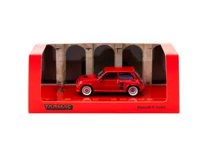 Tarmac Works Road64 Collection 1:64 Scale Renault 5 Turbo Die-Cast Model Car Vibrant Red Edition with Real Rubber Tires & Display Base