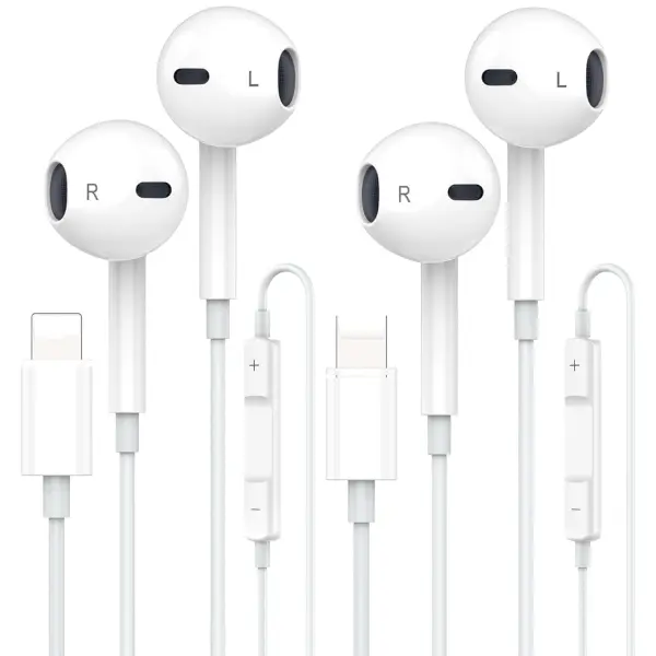2 Pack Wired Earphones for iPhone with Microphone & Volume Control | Noise Isolating Earbuds Compatible with iPhone 14/13/12/11/XR/XS/X/8/7/SE/Pro/Pro Max | Supports All iOS Devices