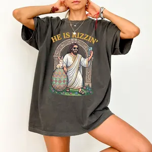 He Is Rizzin' Easter T-Shirt, Funny Christian Humor Tee, Sarcastic And Funny Easter Jesus Outfit, Easter Apparel