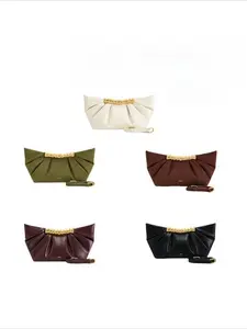 Elegant Folded Handbag Evening Bag Leia Metal Fashion High-End Commuter Shoulder Crossbody Cloud Bag Crossbody Purse