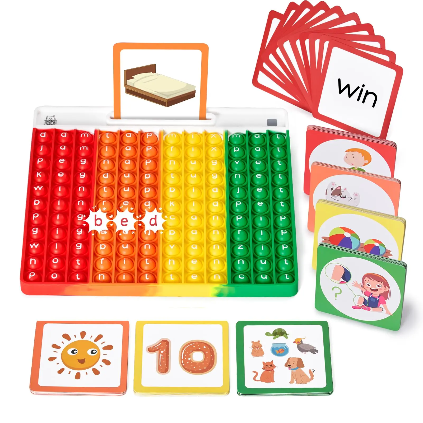 JoyCat Word Pop CVC Word Game - Multisensory Reading & Phonics Learning Materials, Preschool Educational Language Toy for Rapid Reading Skill Development, Bubble Mat, Learning Tools summerwins