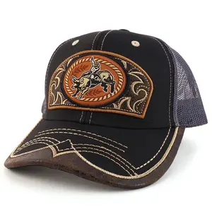 Trendy Apparel Shop Rodeo Leather Patch Trucker Snapback Ball Cap