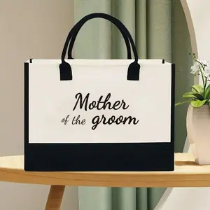 1pc Durable Polyester Canvas Tote Bag for Mother of the Groom, Elegant Bridal Shower & Wedding Gift, No-Closure, Unlined, Non-Washable, Ideal for Mother in Law, Engagement & Single Parties, Bridal Party Favors, Gift Bags for Mothers, Fashionable Bag