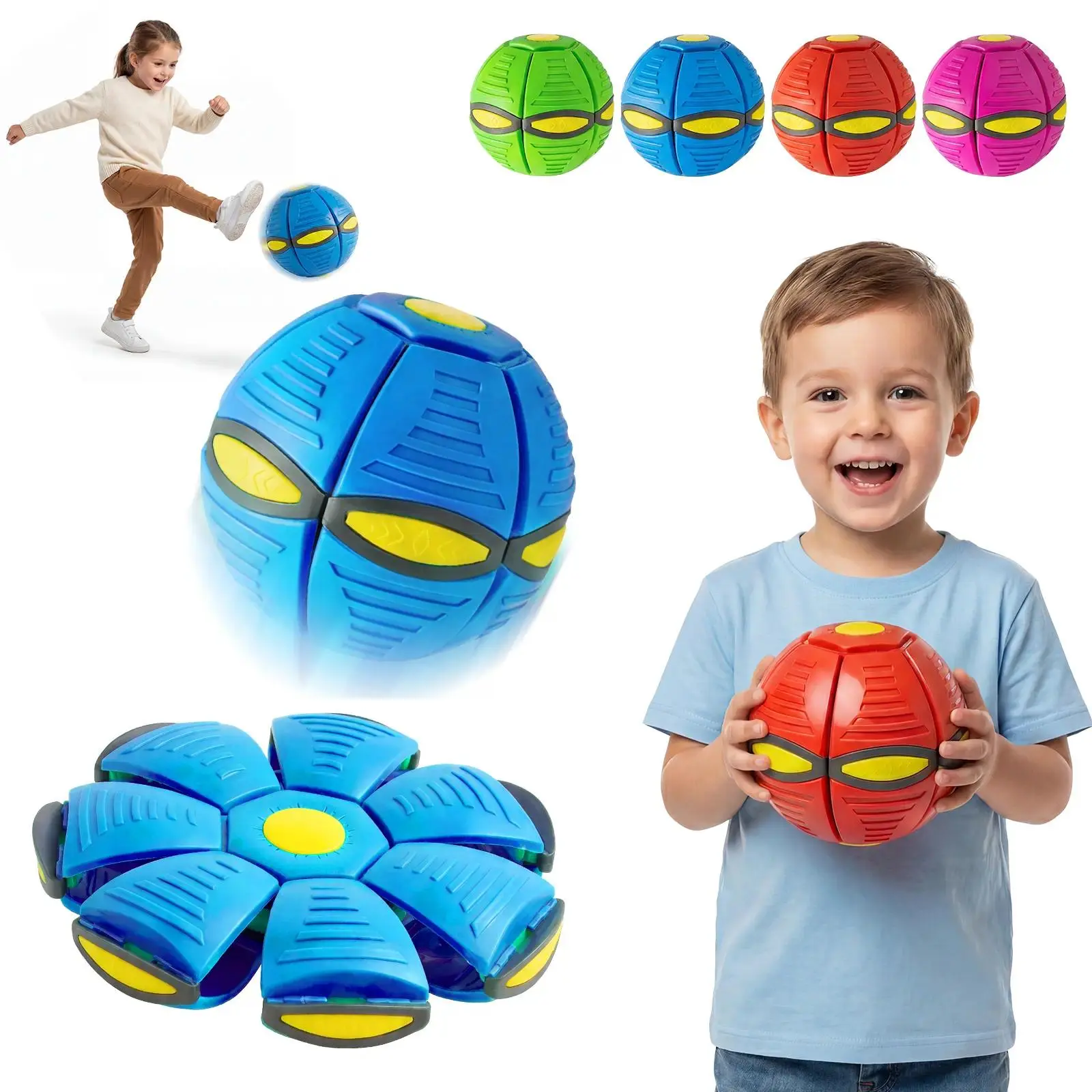 2-Pack Magic Deformation UFO Ball - Pop-Up Flying Saucer Frisbee Toy for Boys & Girls - Interactive Bouncing Ball for Backyard Camping Playground