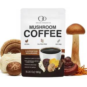 Organic Mushroom Coffee – Instant Superfood Coffee Mix with 6 Adaptogenic Mushrooms (Lion’s Mane, Turkey Tail, Shiitake) – Focus, Energy & Immunity Support – 30 Servings, Low Caffeine Mushroom Coffee