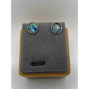 Teal Iridescent Stud Earrings