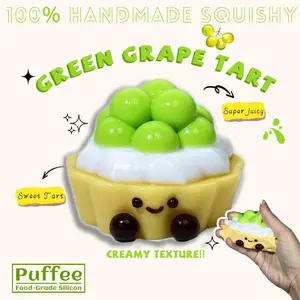 JC Grape Tart Food-grade Silicone Squishy Toy, Creamy Soft Adhesive Toy, Taba Squishy, Happy Game Pinching Dessert Toy, Juicy