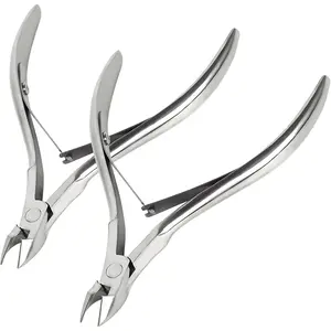 2 Packs Nail Cuticle Trimmer Professional Cuticle Cutter Stainless Steel Cuticle Nippers with Double Spring Cuticle Clippers Pedicure Manicure Tools for Fingernails and Toenails (Silver)