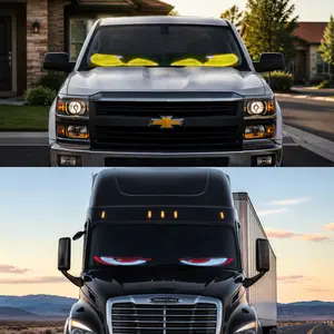 2-piece Demon Eye LED Light Strip Set for Cars, Trucks, SUVs, Windshield Decoration, App Control Supported, USB Powered, Full Color LED Bead Technology for Driving Passion
