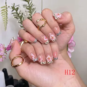 Nailbeebee H12 0.8 inch Handmade Press-On Nails | Reusable,Salon-Quality,Long-Lasting,Glossy Design |  For Daily Office & Workplace,Date Nights & Romantic Outings,Shopping & City Leisure Trips,Holiday & Short Travels