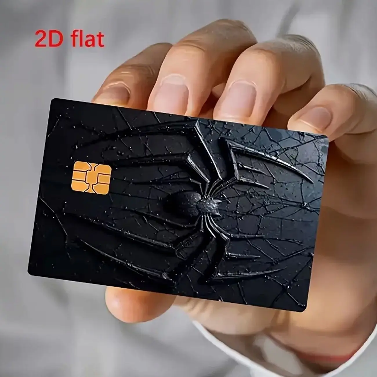Embossed Spider Credit Card Skin, Black Spider Vinyl Card Sticker, Waterproof Credit Debit Card Cover, Scratch Resistant Card Wrap