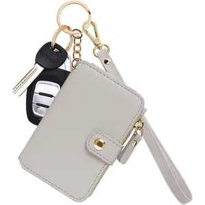 Wristlet Keychain, Wallet Key ring Bracelet with Wrist Wallet for Women with Key Holder Gift Box(Beige