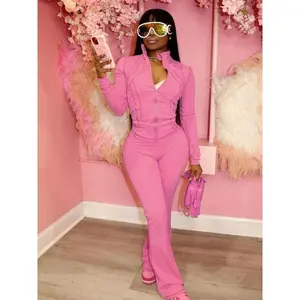 Women's Lounge Set Cozy Zip-Up Crop Jacket & Flare Pants Tracksuit Stretchy Workout Outfit for Home Gym and Streetwear Soft Breathable Fabric Elastic Fit Comfortable Design Versatile For Daily Lounging Fitness Errands Spring Autumn Casual Looks（gift）