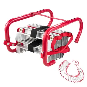 VEVOR Retractable Emergency Fire Escape Ladder, 5-6 Story 50FT Lightweight Aluminum Alloy Unit with Sturdy Polyester Strap, Extendable Hook, Anti-Slip Rungs, 1000LBS Max Loading, Anti-Slip Runs