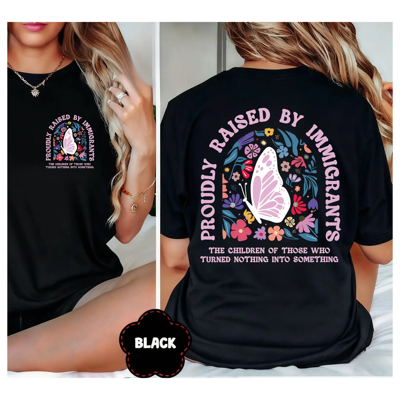 Proudly Raised By Immigrants Tee, No Human Is Illegal Immigrant Rights Social Justice Anti Republican Gift Shirt