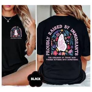 100% Cotton Proudly Raised By Immigrants Shirt, Immigrant Rights Tshirt, No Human Is Illegal tee, Social Justice, Immigrant Tee, Anti Republican Gift