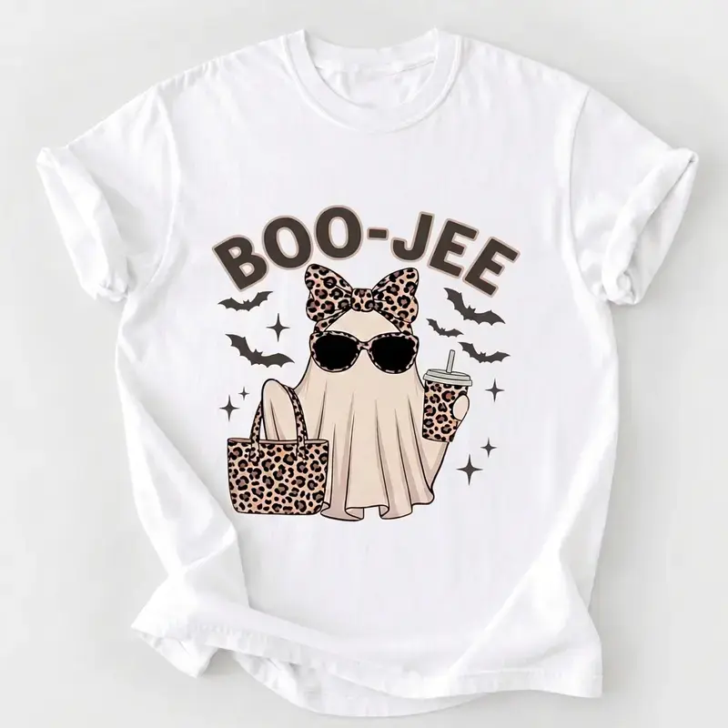 Boo-Jee Ghost Shirt, Leopard Ghost Tee, Ghost Coffee Shirt, Funny Fall Shirt, Ghost Tee, Girly Halloween Gift, Boojee Tee