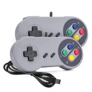 Retro USB Controller for PC Gaming Super Classic Wired Game Emulator Controller for PC Raspberry Pi Windows Mac Linux Android Grey 2 Pack Button Console Plug Player