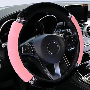 Steering Wheel Cover with Colorful Rhinestones  for Women Girls, Universal 15-Inch (38cm) Auto Elastic Protector,  Accessories for  , SUVs |