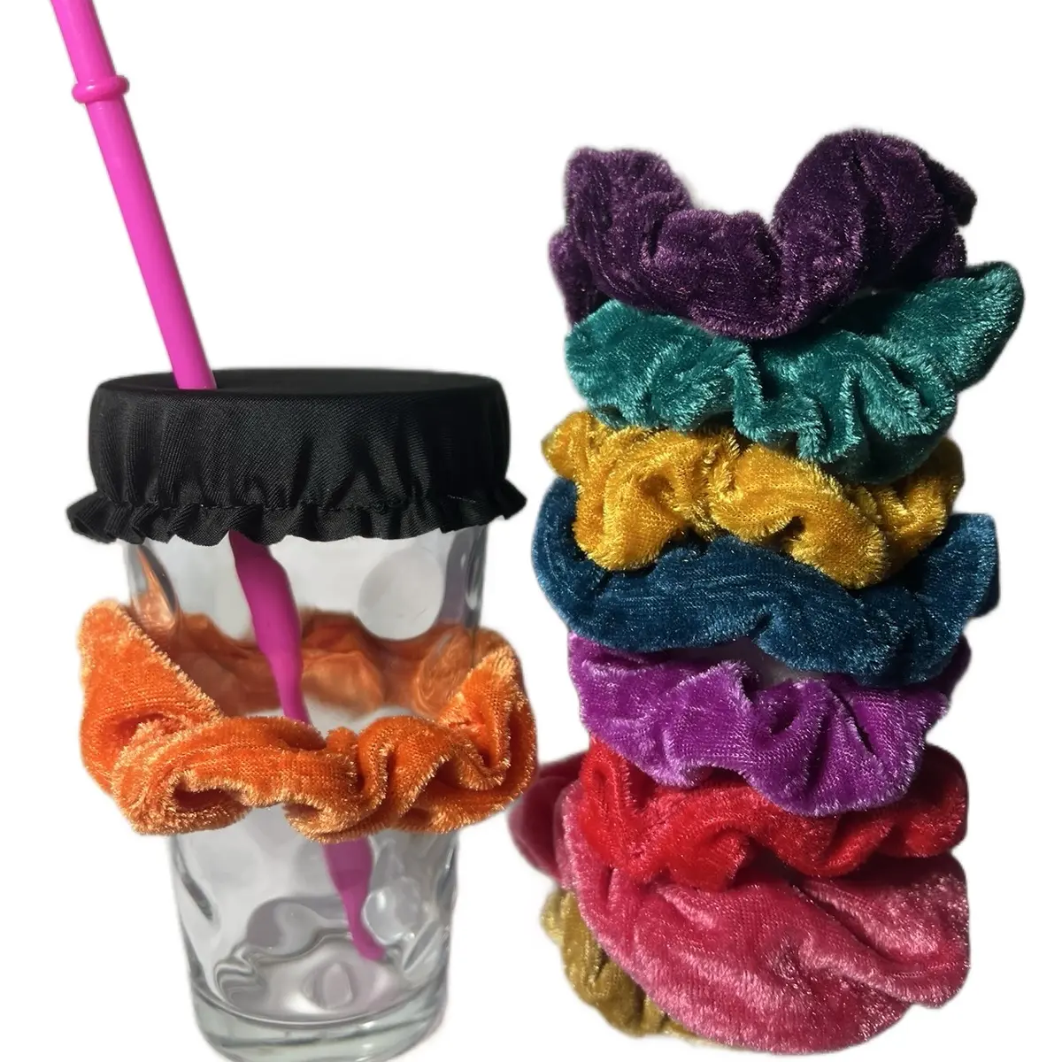 No Slipping Scrunchie hair Ties  (for holding hair & covering Your Beverage’s )