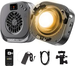 amaran Halo 60x/100x Portable Video Light,100W Bi-Color COB Light CRI 96+, TLCI 97+ APP Control 2,700K-6,500K Bowens Mount LED Studio Lighting for YouTube Vlog Recording Photography
